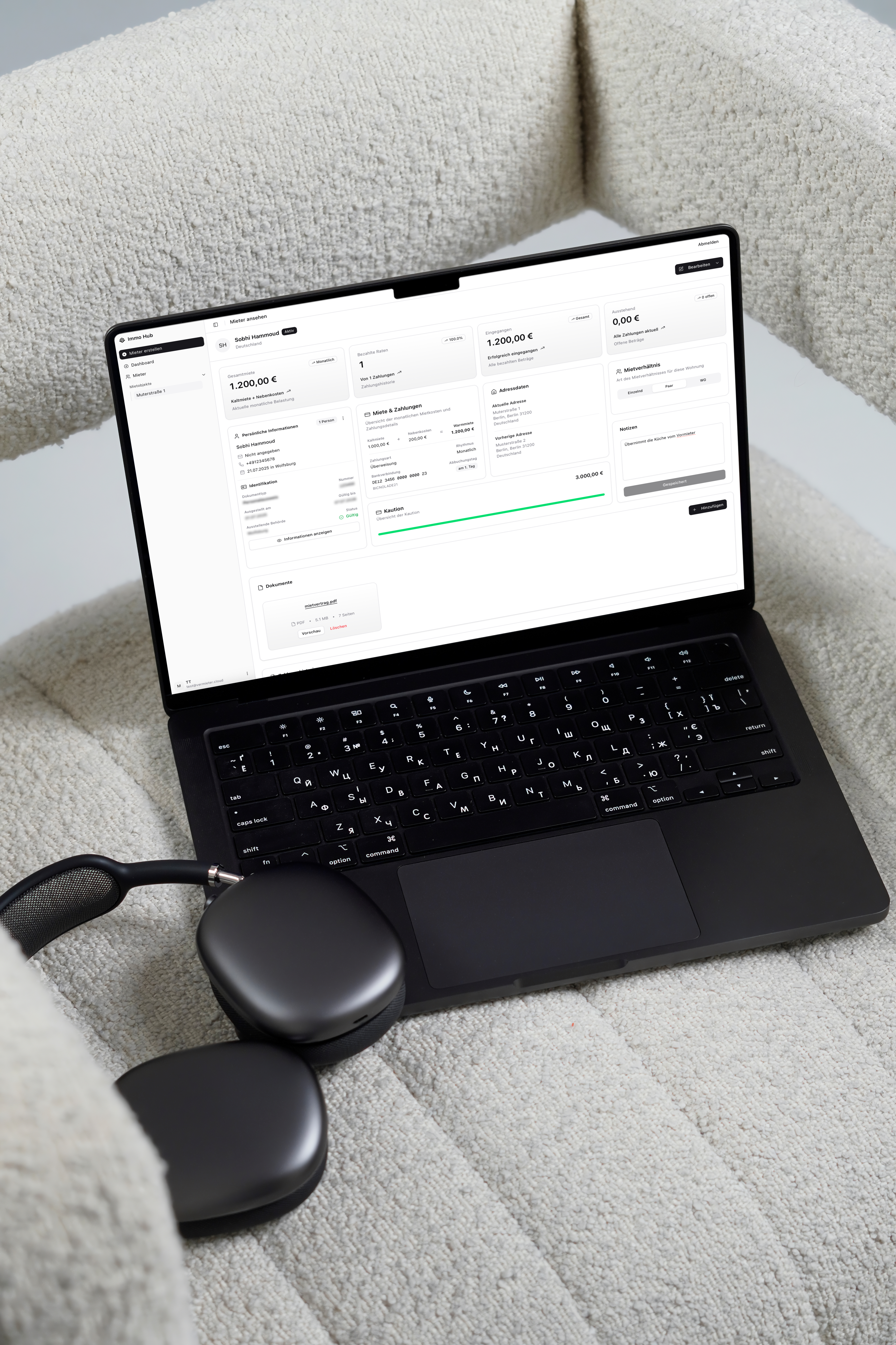 Vermieterung an einem Ort.